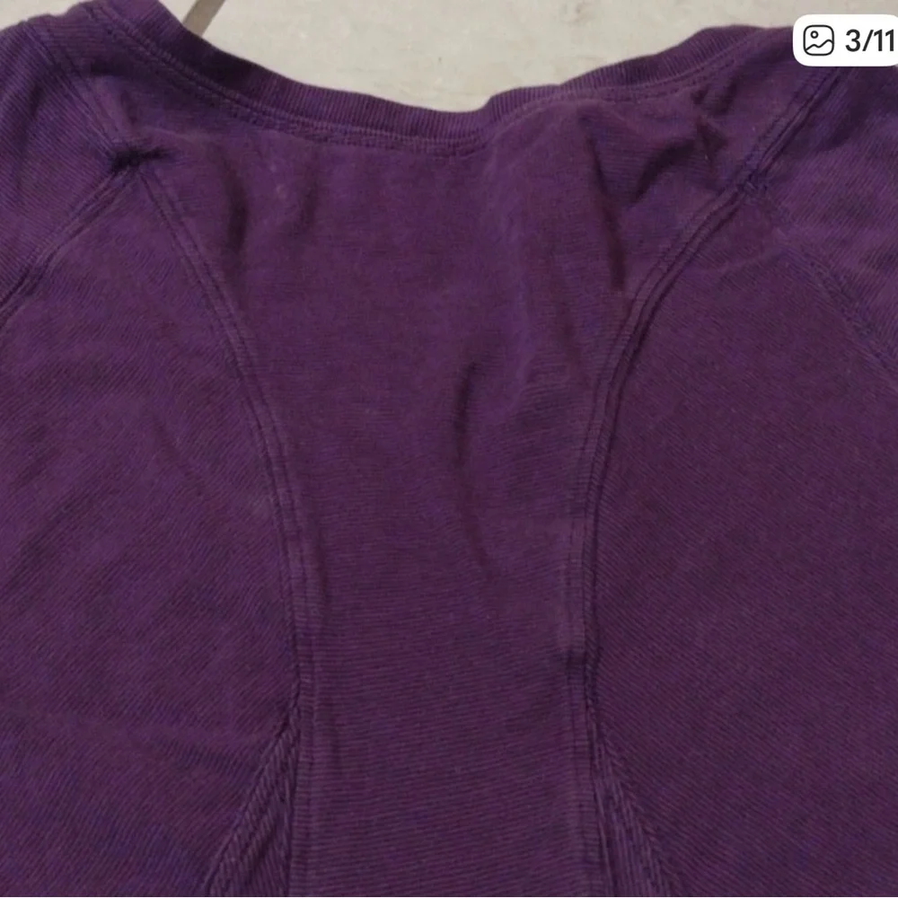 Lululemon Let Be Short Sleeve Tee in Wee Stripe Tender Violet Black Size 6 - Picture 5 of 9